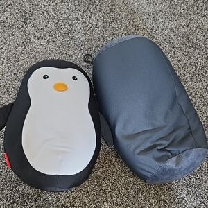 Penguin Plush Pillow with Gray Back